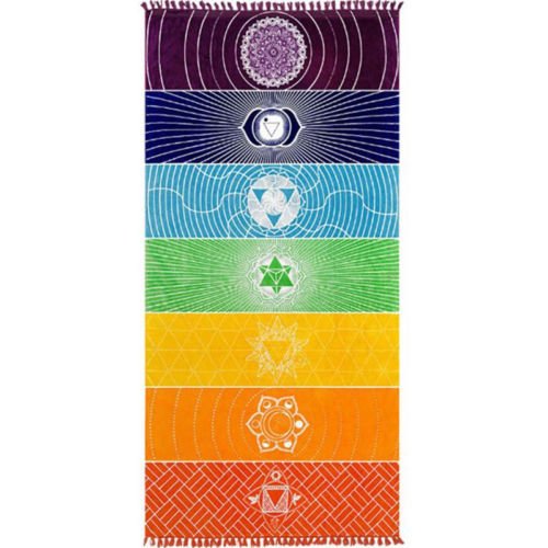 1Pcs Tassels Single Rainbow Chakra Tapestry Towel Mandala Boho Stripes Travel Yoga Mat Tapestry - Image 4