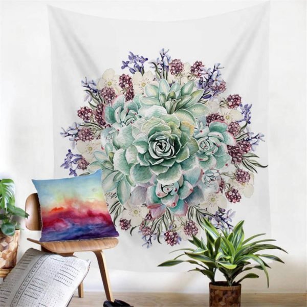 2 Size mandala Wall Hanging Cactus Tapestry Green Succulents 3D Flower Art Carpet Blanket Yoga Mat Decorative Tapestry for Home - Image 2