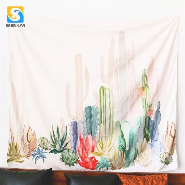 2 Size mandala Wall Hanging Cactus Tapestry Green Succulents 3D Flower Art Carpet Blanket Yoga Mat Decorative Tapestry for Home - Image 3