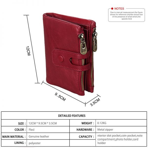 2018 Fashion Wallet Women Genuine Leather Wallets Female Hasp Double Zipper Design Coin Purse ID Card Holder Unisex Slim Wallet - Image 2