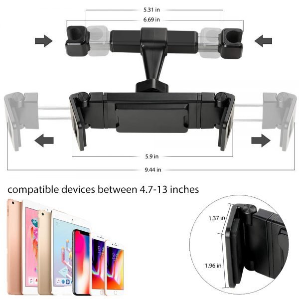 4.7-12.8'' inch Universal Car Tablet Phone Holder For iPad Pro 12.9'' 2018 Back Seat Holder Tablet Accessories Car Phone Holder - Image 2