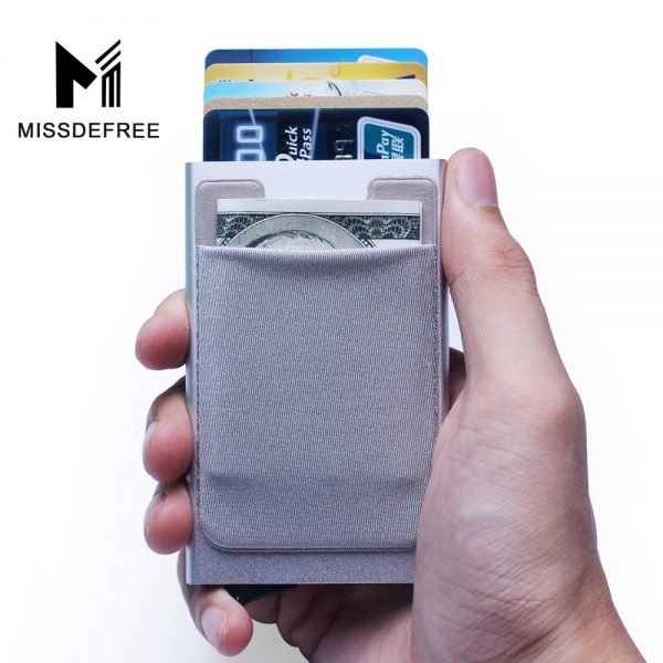 Aluminum Wallet With Elasticity Back Pocket ID Card Holder Rfid Blocking Mini Slim Wallet Automatic Pop up Credit Card Case Box - Image 3