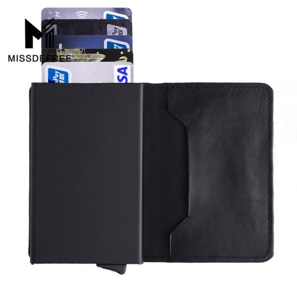 Aluminum Wallet With Elasticity Back Pocket ID Card Holder Rfid Blocking Mini Slim Wallet Automatic Pop up Credit Card Case Box - Image 5