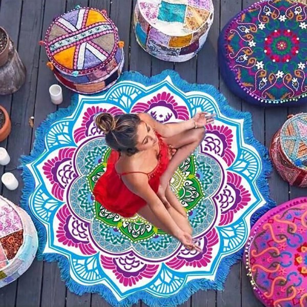 Beach Towel Tassel Yoga Mat Carpet Tapete Doormat Tapestry Indian Mandala Blankets Bathroom Carpet Camping Mattress 7 Color - Image 6