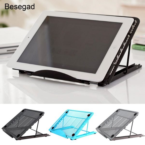 Besegad Collapsible Laptop Cooling Bracket Adjustable Stand Holder Bracket for iPad MacBook Notebook Computer Tablet Accessories