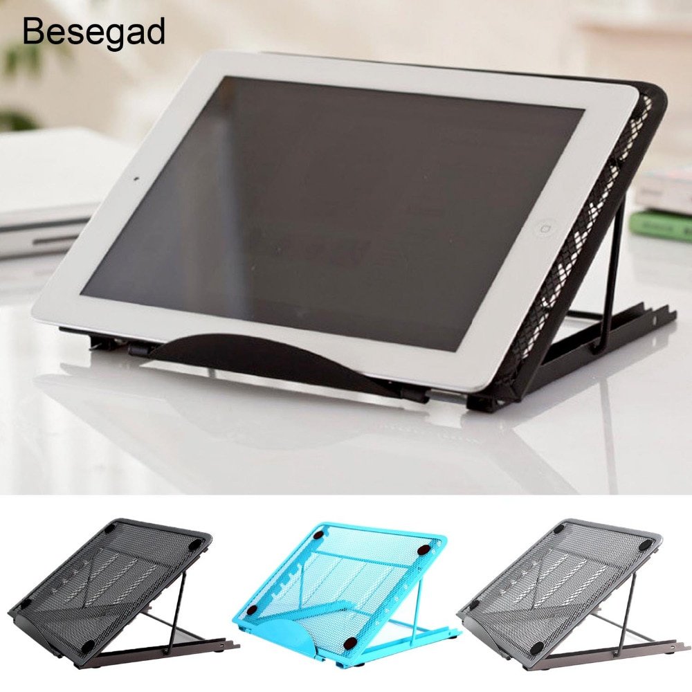 Besegad Portable Collapsible Laptop Cooling Bracket Adjustable Stand Holder Mount for iPad Air Pro Mini MacBook Notebook Tablet