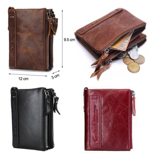 CONTACT'S HOT Genuine Crazy Horse Cowhide Leather Men Wallet Short Coin Purse Small Vintage Wallets Brand High Quality Designer - Image 6