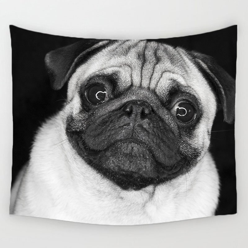 Comwarm Indian Elephant Painting Animal Pug Dog Wall Hanging Gobelin Polyester Tapestry Living Room Decor Home Decoration - Image 5