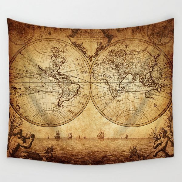 Comwarm Vintage Middle Ages World Map Series Pattern Wall Hanging Renaissance Printed Mural Gobelin Warm Room Decor Art T113 - Image 5