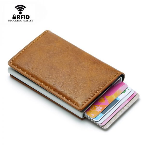 DIENQI Top Quality Wallet Men Money Bag Mini Purse Male Vintage Automatical Aluminium Rfid Card Holder Wallet Small Smart Wallet - Image 3