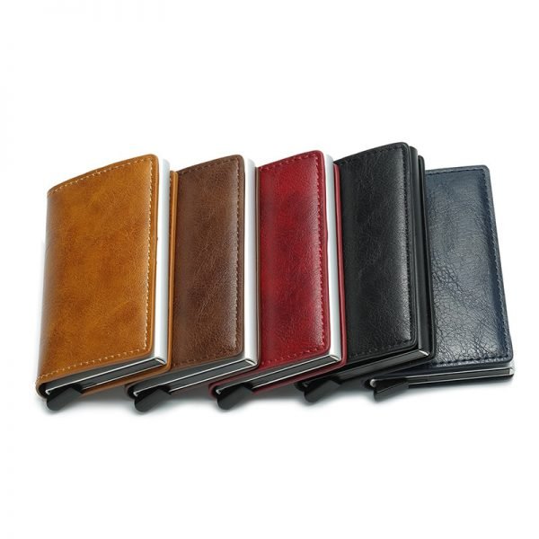 DIENQI Top Quality Wallet Men Money Bag Mini Purse Male Vintage Automatical Aluminium Rfid Card Holder Wallet Small Smart Wallet - Image 5