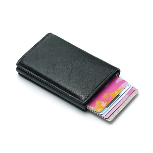 DIENQI Top Quality Wallet Men Money Bag Mini Purse Male Vintage Automatical Aluminium Rfid Card Holder Wallet Small Smart Wallet - Image 6