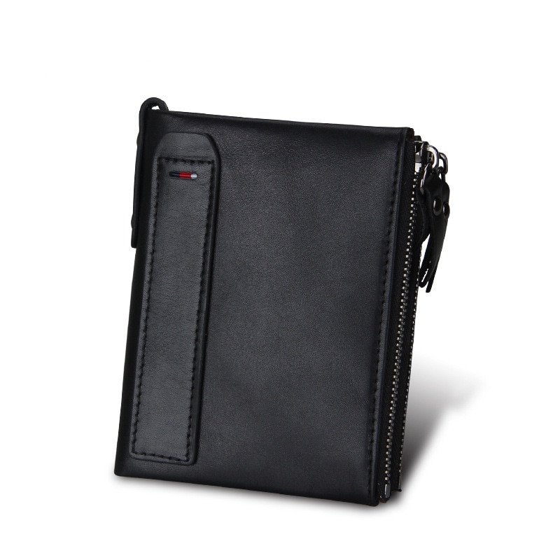Hot!! Crazy Horse Genuine Leather Men Wallets Credit Business Card Holders Double Zipper Cowhide Leather Wallet Purse Carteira - Image 4