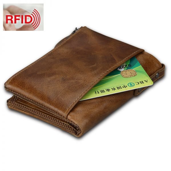 Hot!! Crazy Horse Genuine Leather Men Wallets Credit Business Card Holders Double Zipper Cowhide Leather Wallet Purse Carteira - Image 5