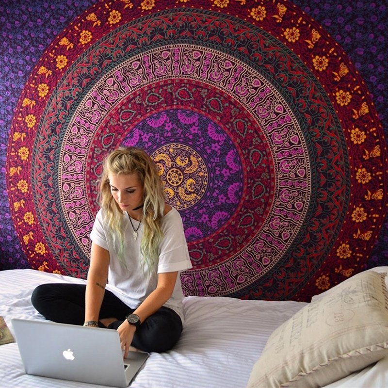 Indian Mandala Tapestry Wall Hanging Sandy Beach Throw Rug Blanket Camping Tent Travel Mattress Sleeping Pad Mandala Tapestry - Image 2