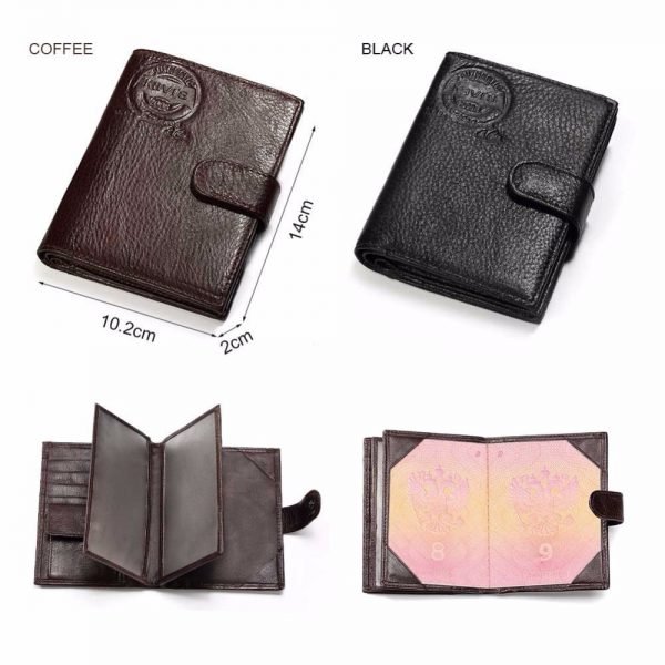 KAVIS Genuine Leather Wallet Men Passport Holder Coin Purse Magic Walet PORTFOLIO MAN Portomonee Mini Vallet Passport Cover - Image 5