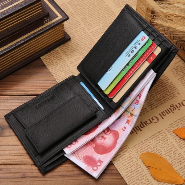 Luxury 100% Genuine Leather Wallet Fashion Short Bifold Men Wallet Casual Soild Men Wallets With Coin Pocket Purses Male Wallets - Image 3