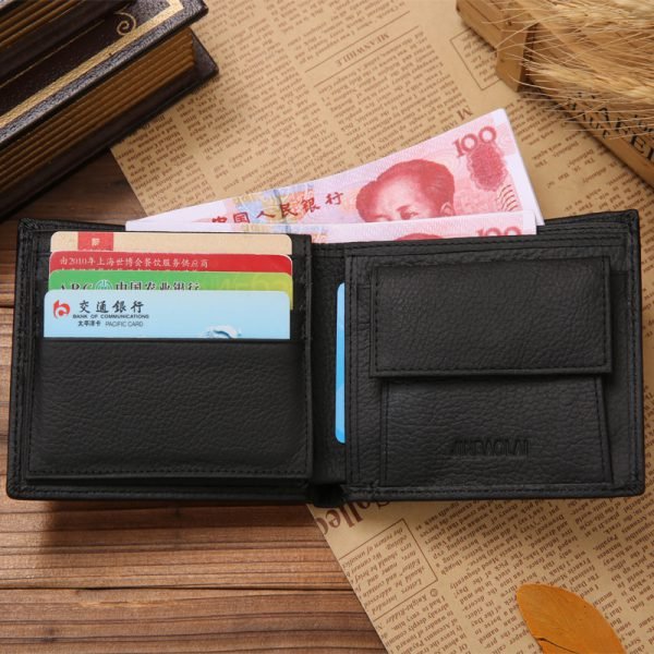 Luxury 100% Genuine Leather Wallet Fashion Short Bifold Men Wallet Casual Soild Men Wallets With Coin Pocket Purses Male Wallets - Image 4
