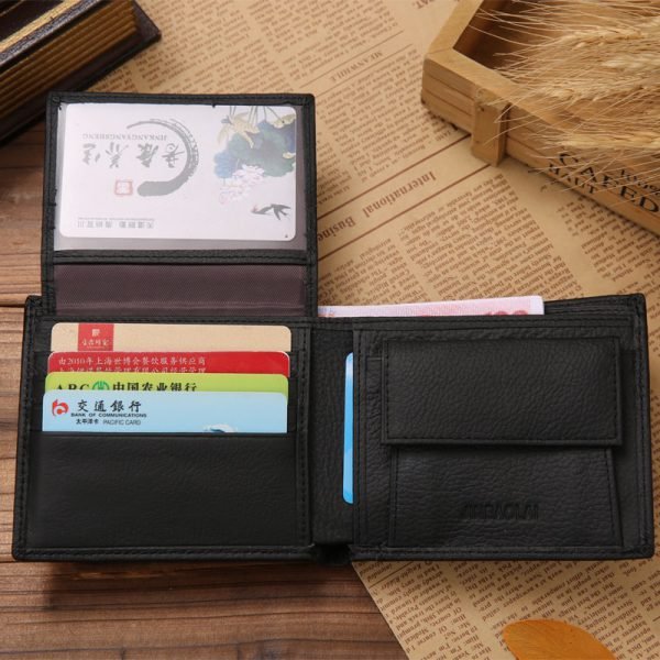 Luxury 100% Genuine Leather Wallet Fashion Short Bifold Men Wallet Casual Soild Men Wallets With Coin Pocket Purses Male Wallets - Image 5