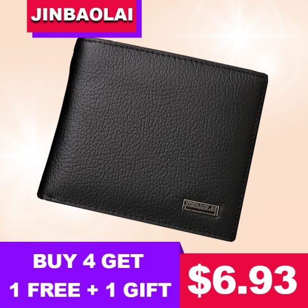 Luxury 100% Genuine Leather Wallet Fashion Short Bifold Men Wallet Casual Soild Men Wallets With Coin Pocket Purses Male Wallets