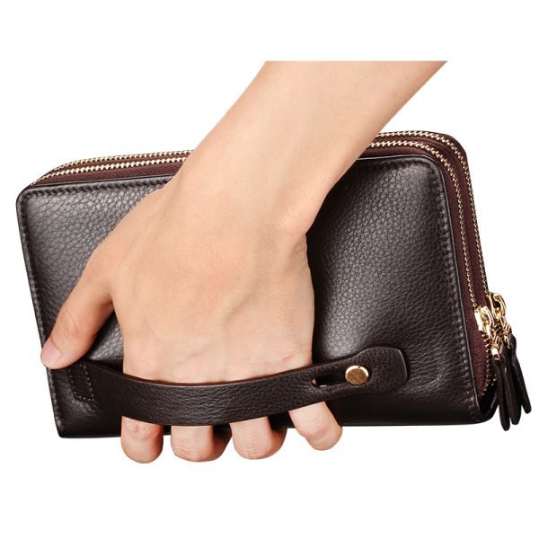 Men wallets with coin pocket long zipper coin purse for men clutch business Male Wallet Double zipper Vintage Large Wallet Purse - Image 3