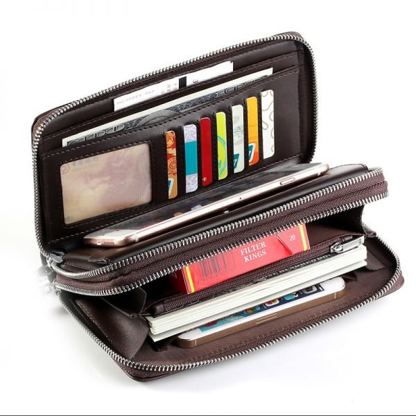 Men wallets with coin pocket long zipper coin purse for men clutch business Male Wallet Double zipper Vintage Large Wallet Purse - Image 5