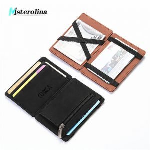 Misterolina mini wallet men's small wallet business PU Leather Magic Wallets high quality Coin Purse Credit Card Holder wallets