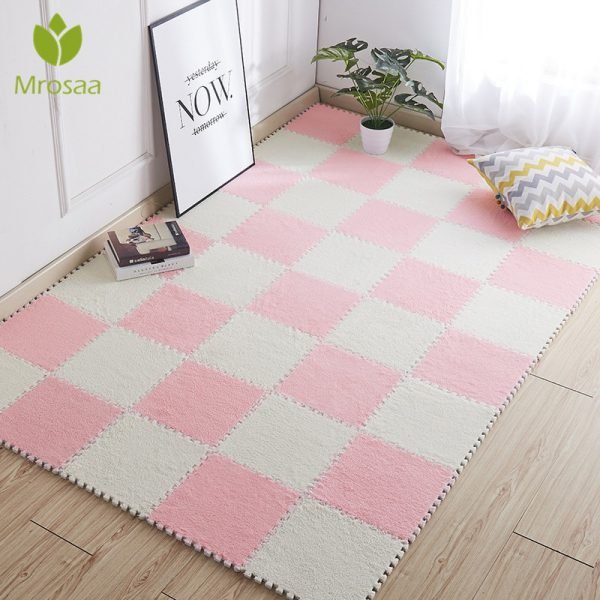 Mrosaa Top Sale 30*30cm Living Room bedroom Children Kids Soft Carpet Magic Patchwork Jigsaw Splice Heads Climbing Baby Mat 1pcs