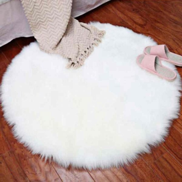 Urijk New Soft Faux Fur Wool Living Room Sofa Carpet Plush Carpets Bedroom Cover Mattress Xmas Door Window Round Rugs Carpets