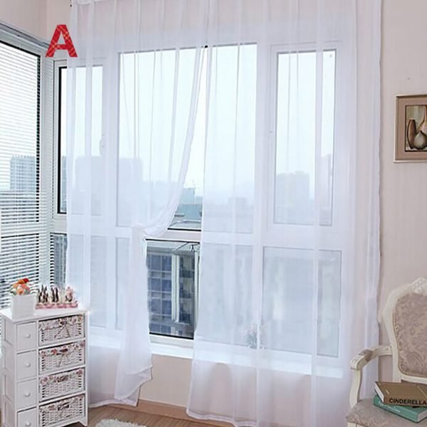 1 PCS Pure Color Tulle Door Window Curtain Drape Panel Sheer Scarf Valances Curtains for living room Translucidus 2019 NEW