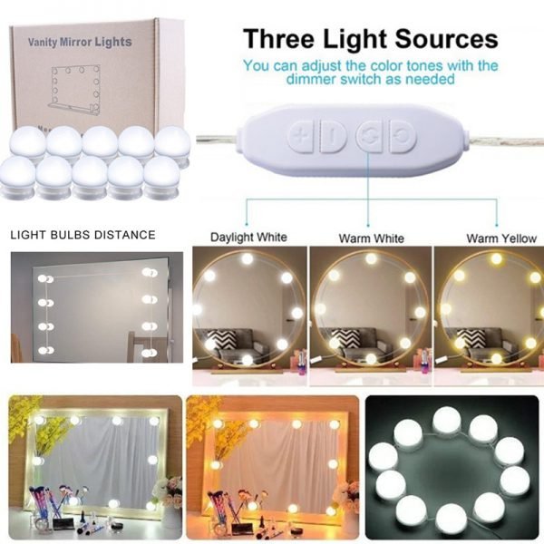 10 LED Mirror Bulbs Makeup Light Super Bright Portable Cosmetic Mirror Lights Kit Hollywood Style USB Charged Make Up#289551 - Image 3