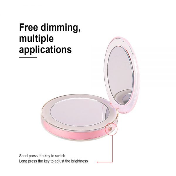 10 Lights LED Mini Makeup Mirror 1X 3X Magnify Hand Held Fold Small Portable Micro USB Connect Cable Built-in Battery Chargeable - Image 2