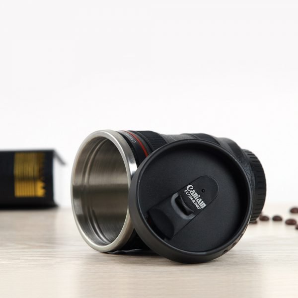 2 Colors Durable DIY Stainless Steel Vacuum Flasks Travel Coffee Mug Cup Water Coffee Tea Camera Lens Cup With Lid Dropshipping - Image 3