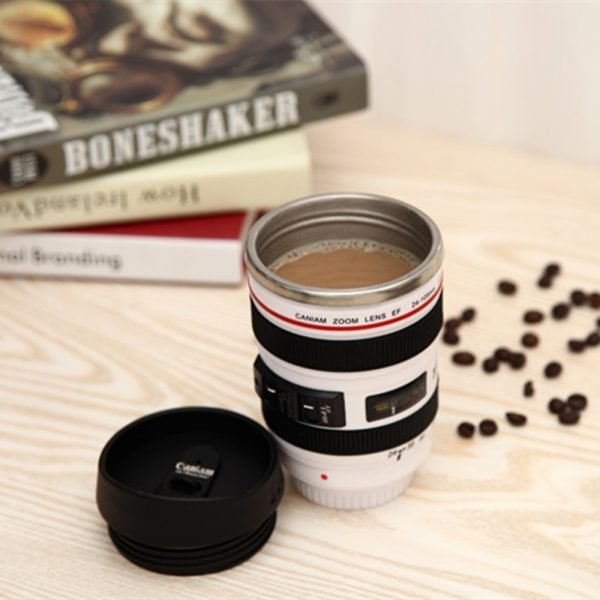 2 Colors Durable DIY Stainless Steel Vacuum Flasks Travel Coffee Mug Cup Water Coffee Tea Camera Lens Cup With Lid Dropshipping - Image 4