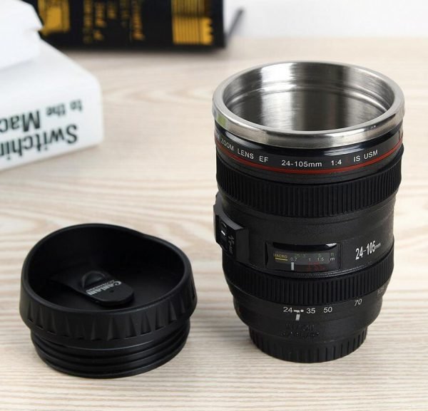 2 Colors Durable DIY Stainless Steel Vacuum Flasks Travel Coffee Mug Cup Water Coffee Tea Camera Lens Cup With Lid Dropshipping - Image 6