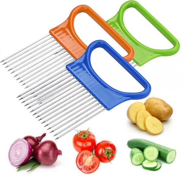 2017 New Shrendders & Slicers Tomato Onion Vegetables Slicer Cutting Aid Holder Guide Slicing Cutter Safe Fork - Image 2