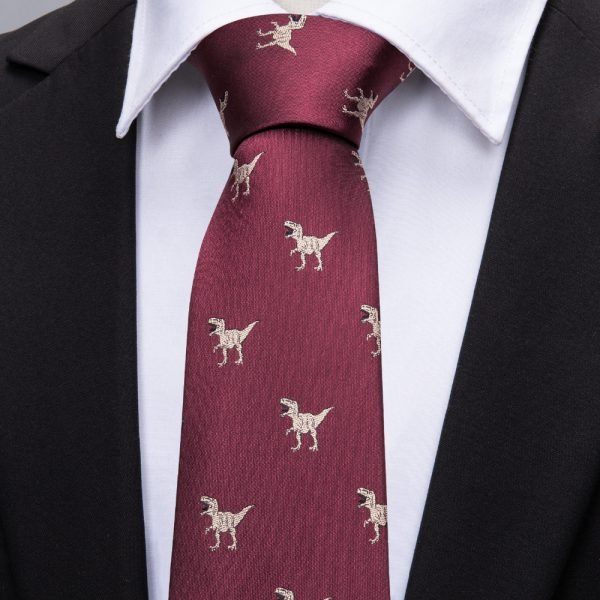 2018 New Arrival Men's Ties Dinosaur Pattern Red Mens Wedding Neckties 8.5cm Necktie Business Silk Ties For Men Tie FA-5060 - Image 2