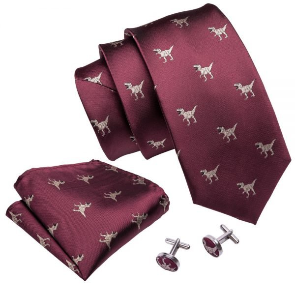 2018 New Arrival Men's Ties Dinosaur Pattern Red Mens Wedding Neckties 8.5cm Necktie Business Silk Ties For Men Tie FA-5060 - Image 3