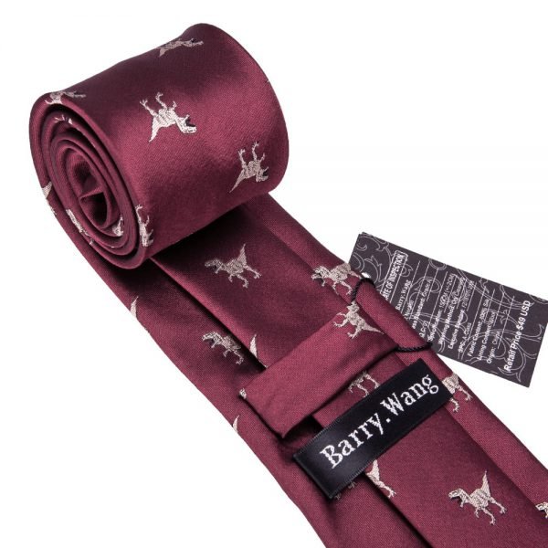 2018 New Arrival Men's Ties Dinosaur Pattern Red Mens Wedding Neckties 8.5cm Necktie Business Silk Ties For Men Tie FA-5060 - Image 6