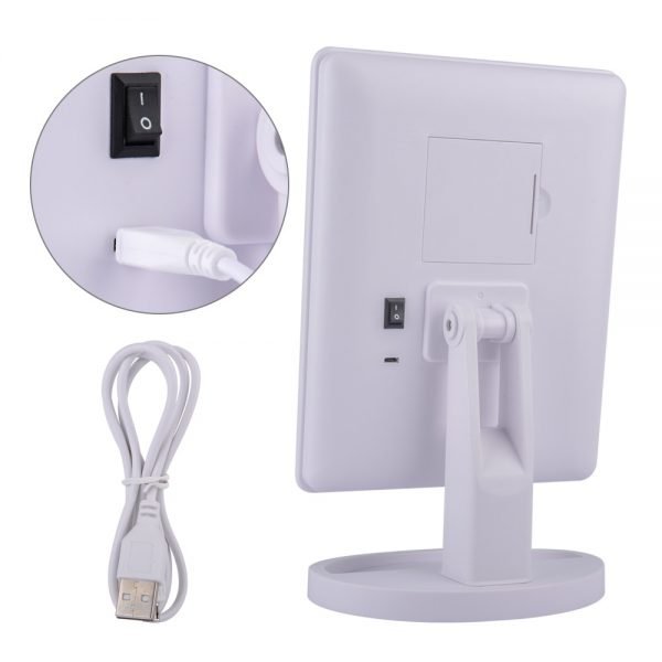 22 LED Light Touch Screen 1X 10X Magnifier Makeup Mirror Desktop Countertop Bright Adjustable USB Cable Or Battery Use 16 Lamp - Image 4