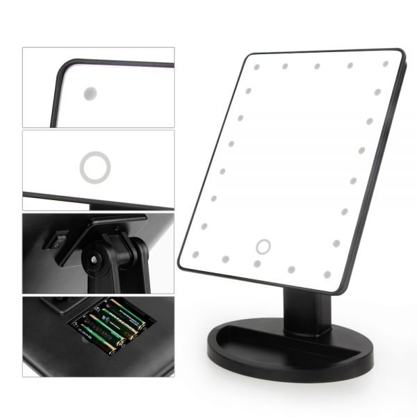 22 LED Light Touch Screen 1X 10X Magnifier Makeup Mirror Desktop Countertop Bright Adjustable USB Cable Or Battery Use 16 Lamp - Image 5