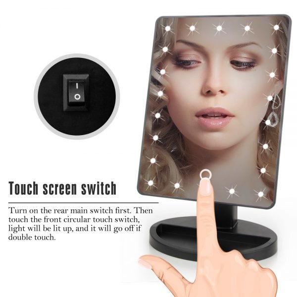 22 LED Lights Touch Screen Makeup Mirror Dropshipping Discounted Price 1X 10X Bright Adjustable USB Or Batteries Use 16 Lights - Image 5
