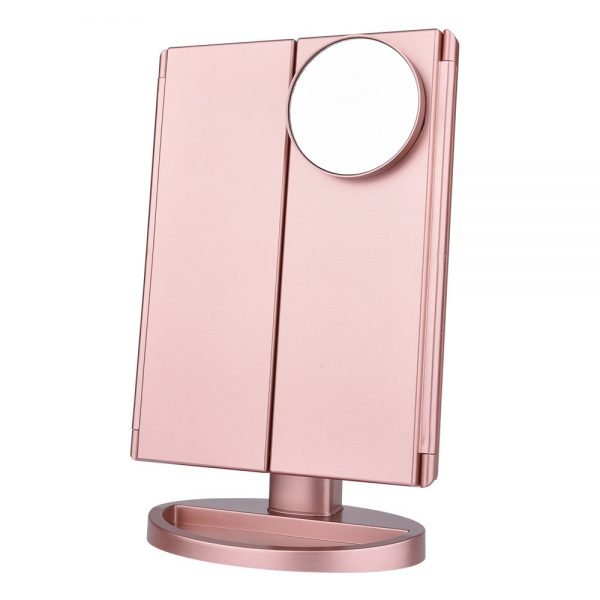 22 LED Touch Screen Makeup Mirror 1X 2X 3X 10X  Magnifying Mirrors 4 in 1 Tri-Folded  Desktop Mirror Lights Health Beauty Tool - Image 3