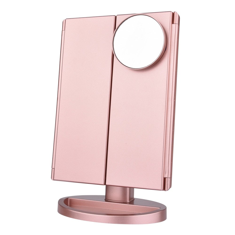 22 LED Touch Screen Makeup Mirror 1X 2X 3X 10X Magnifying Mirrors 4 in 1 Tri-Folded Desktop Mirror Lights Health Beauty Tool - Image 3