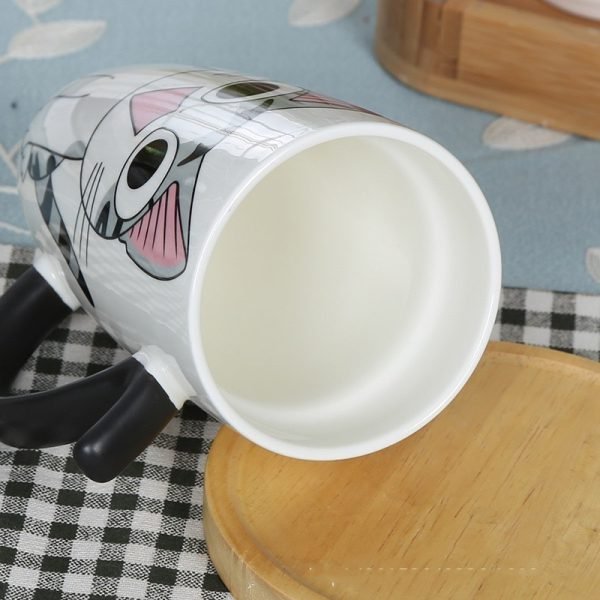 600ml Cute Cat Ceramics Coffee Mug With Lid Large Capacity Animal Mugs creative Drinkware Coffee Tea Cups Novelty Gifts milk cup - Image 4