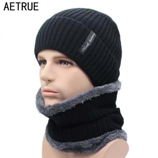 AETRUE Winter Beanies Men Scarf Knitted Hat Caps Mask Gorras Bonnet Warm Baggy Winter Hats For Men Women Skullies Beanies Hats - Image 2