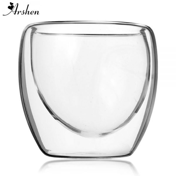 Arshen 80ml Double Wall Glass Clear Handmade Heat Resistant Mini Tea Drink Cups Healthy Drink Mug Coffee Cups Insulated Glass