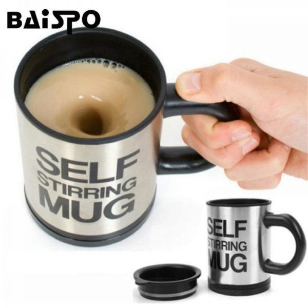 BAISPO 400Ml Mug Automatic Electric Lazy Self Stirring Mug Automatic Coffee Milk Mixing  Mug Tea  Smart Stainless Steel Mix cup