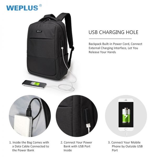 Backpack 15.6 inch Laptop USB Charging Casual Style Waterproof Bag Men's Women's Anti Thief Multifunction WEPLUS Female Backbag - Image 2