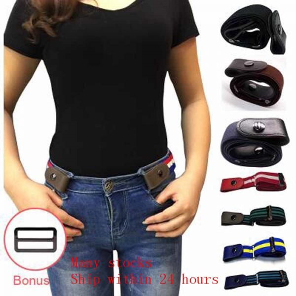 Buckle-Free Belt For Jean Pants,Dresses,No Buckle Stretch Elastic Waist Belt For Women/Men,No Bulge,No Hassle Waist Belt